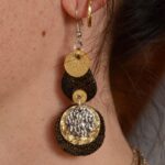 Boucles d'oreilles fabriquées à partir de chutes de cuir - or et argent.